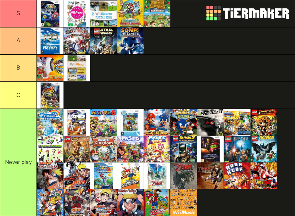 Wii games (+50) Tier List Rankings) TierMaker