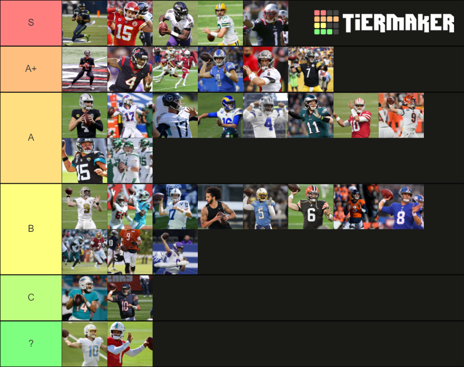 NFL Starting QB Ranking List Tier List Rankings) TierMaker