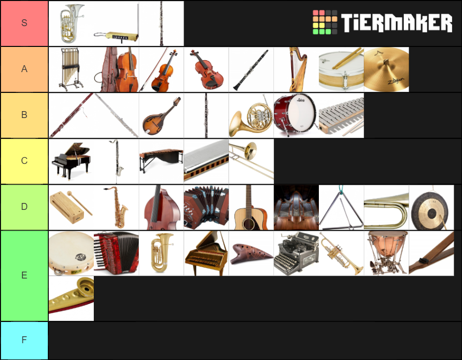 Orchestral instruments Tier List Rankings) TierMaker