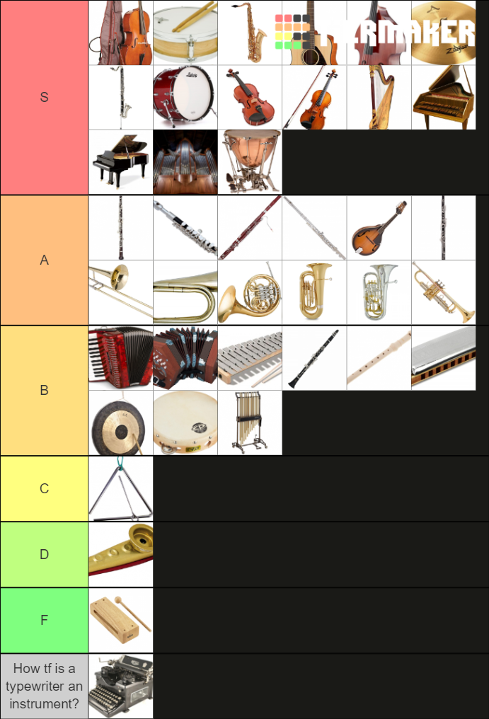 Orchestral instruments Tier List Rankings) TierMaker