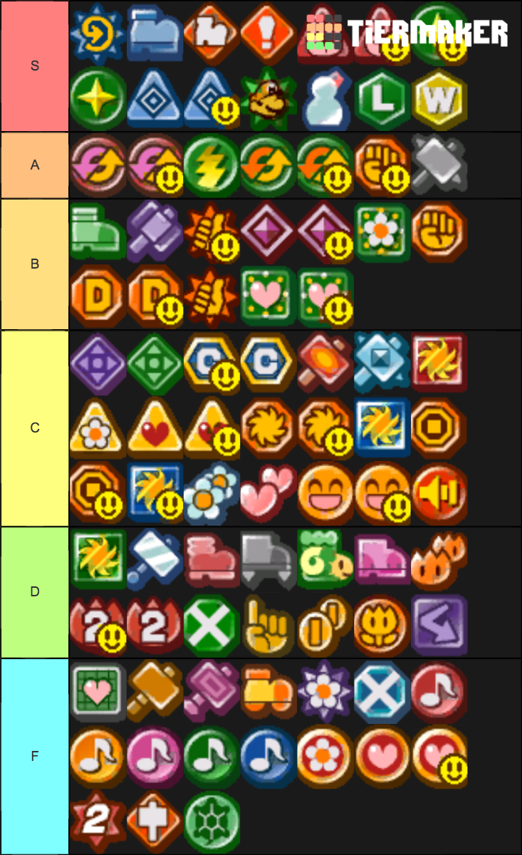 Paper Mario TTYD Badges Tier List Rankings) TierMaker