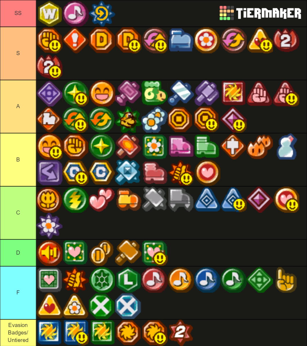 Paper Mario TTYD Badges Tier List (Community Rankings) - TierMaker