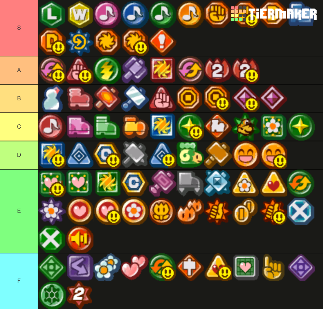 Paper Mario TTYD Badges Tier List (Community Rankings) - TierMaker