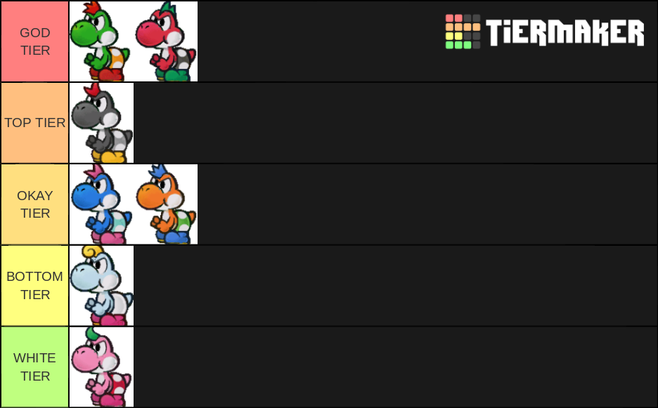 Paper Mario TTYD Yoshi Color Tier List (Community Rankings) - TierMaker