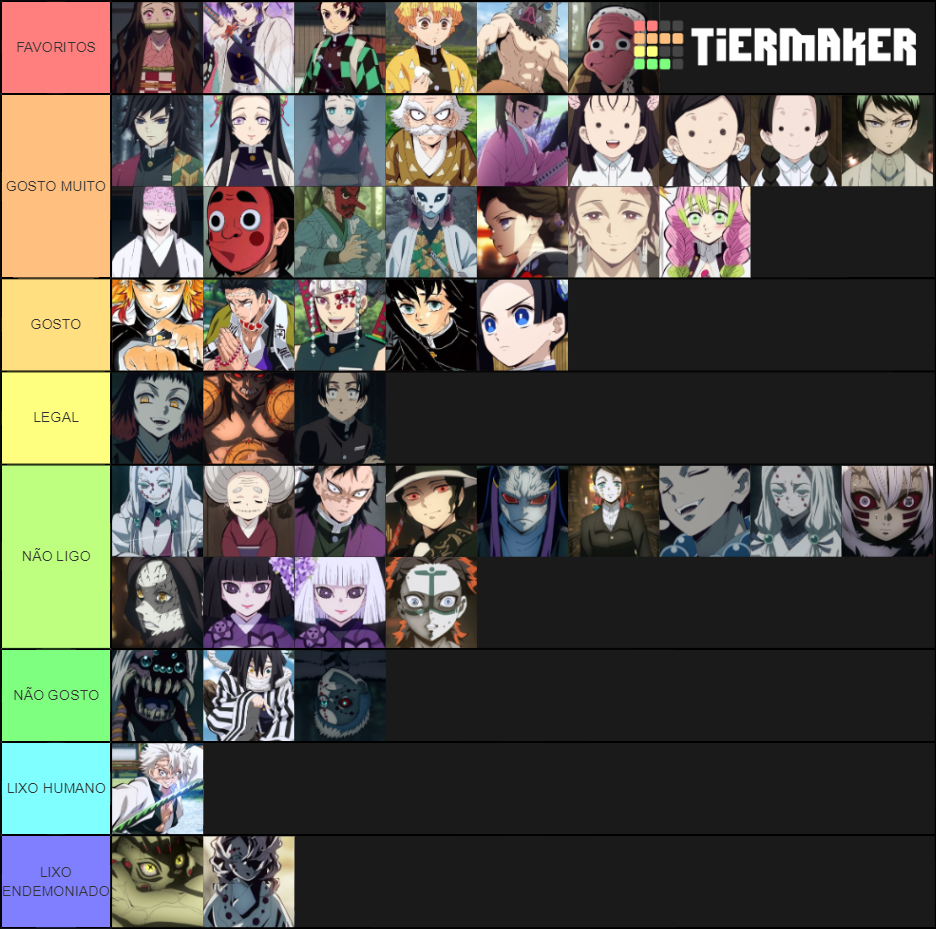 Personagens de Kimetsu no Yaiba Tier List (Community Rankings) - TierMaker