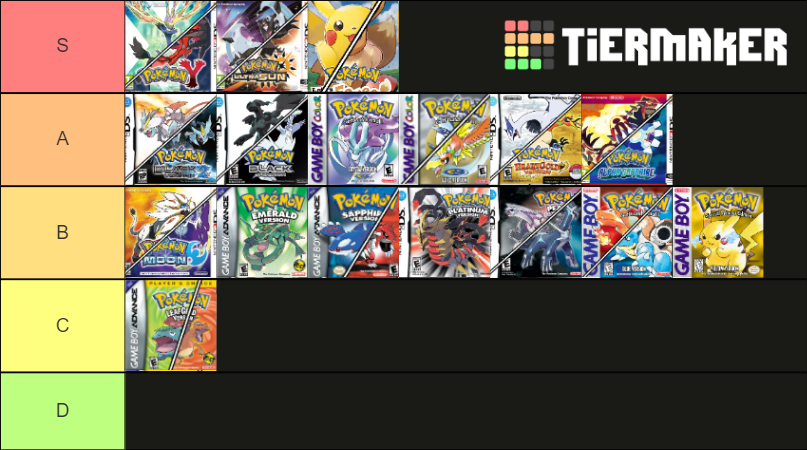 Pokemon Game Tier List (Community Rankings) - TierMaker