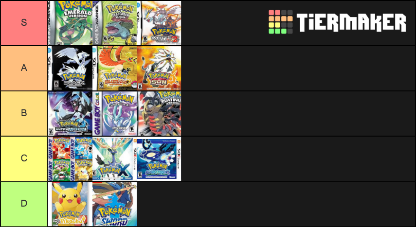 Pokemon Games Tier List Community Rankings TierMaker pokemon-games-tier-list-community-rankings-tiermaker