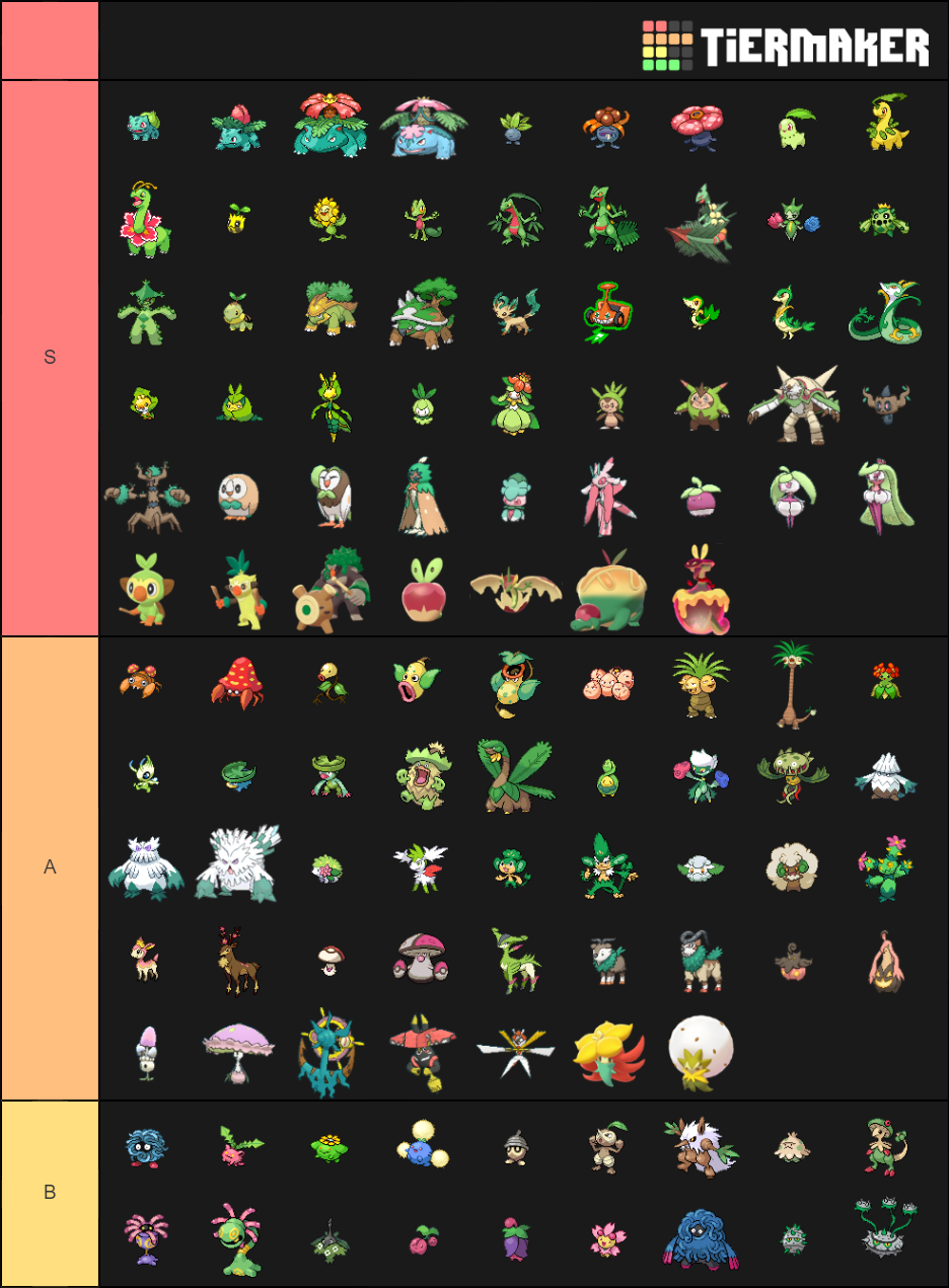 Pokemon Grass Types Tier List Community Rankings Tiermaker 3536