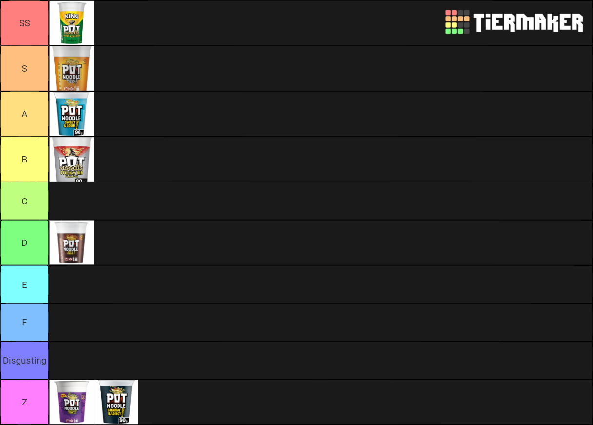 Pot Noodle Flavours Tier List Rankings) TierMaker