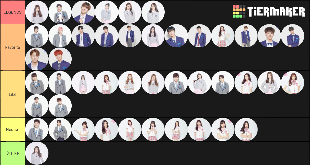 Produce 101 Series Debut Lineup Tier List Rankings) TierMaker