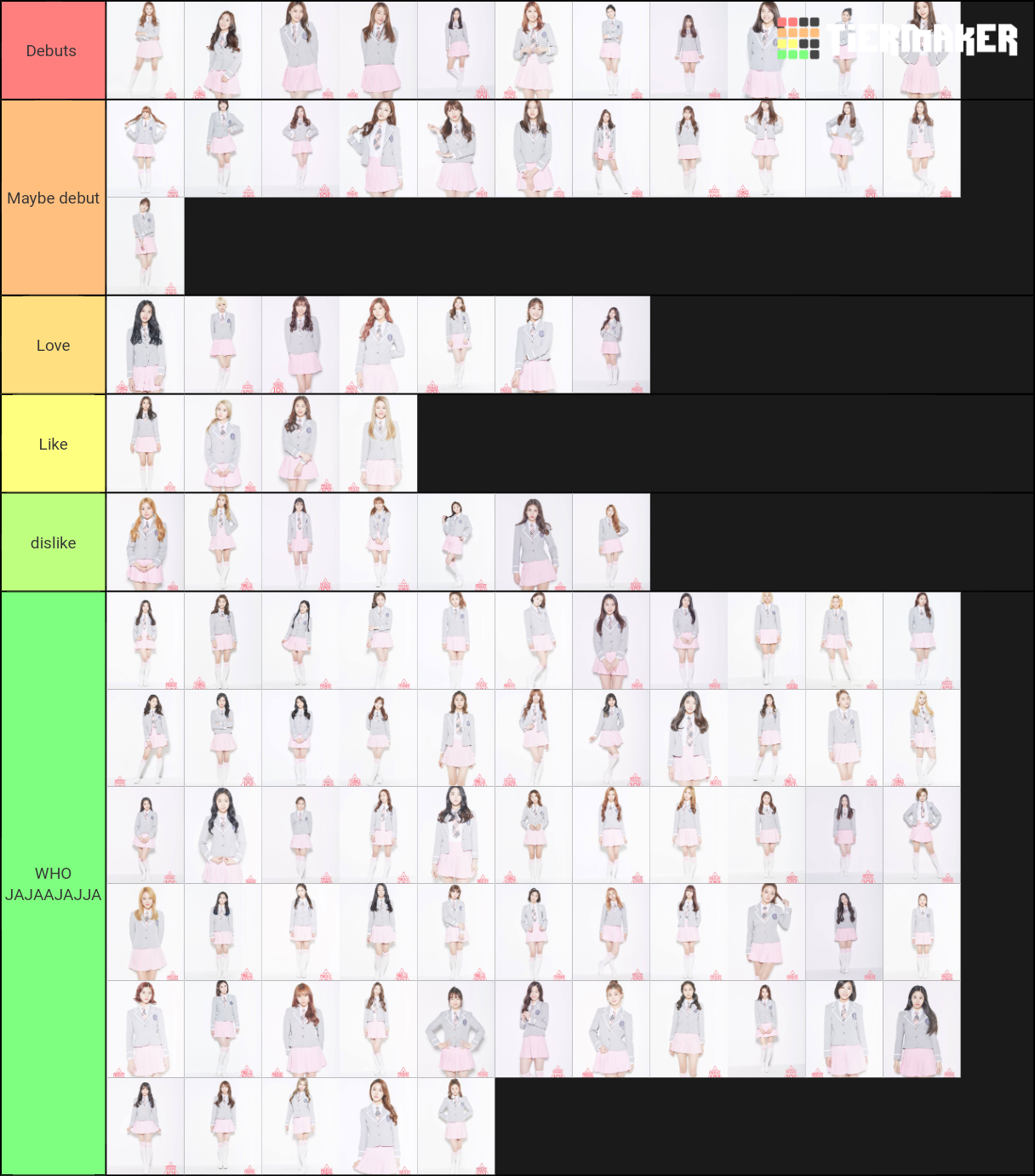 Produce 101 Tier List Rankings) TierMaker