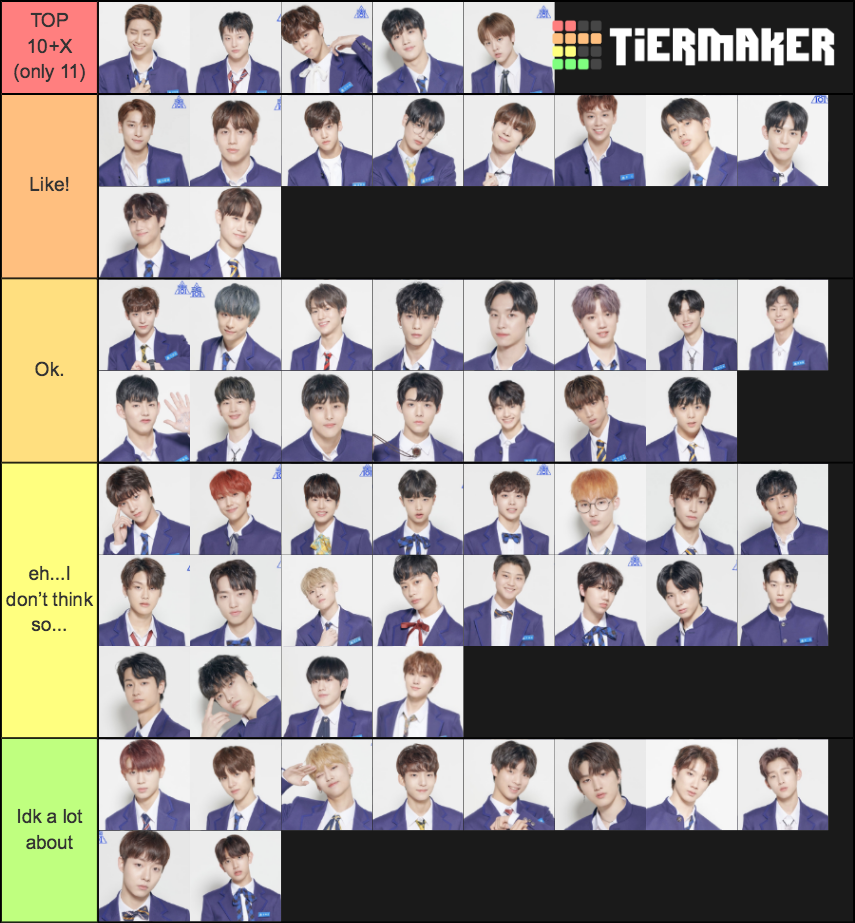 Produce X 101 [TOP60] Tier List Rankings) TierMaker