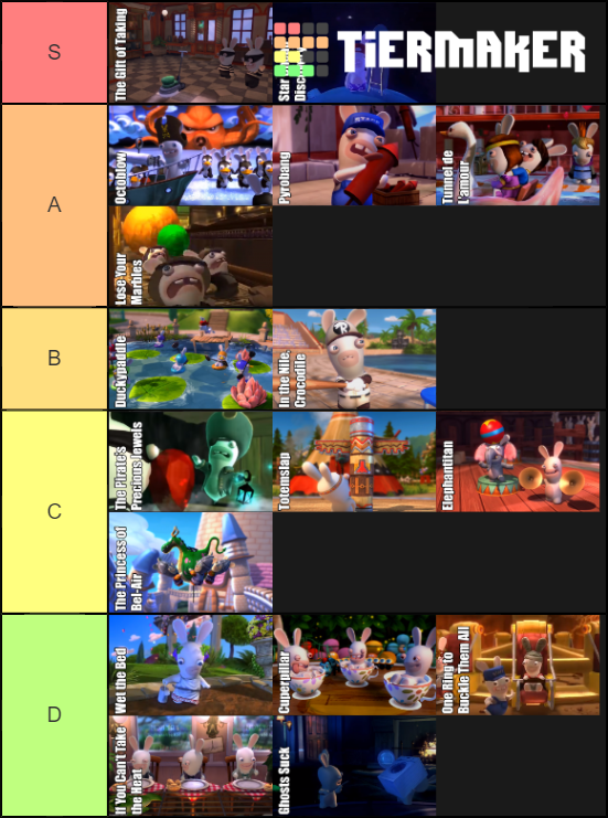 Rabbids Land mini games (titles are in the thumbnails) Tier List