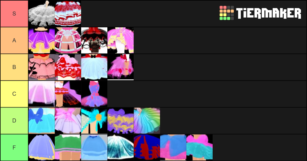 Royale High Skirts Tier List (Community Rankings) - TierMaker