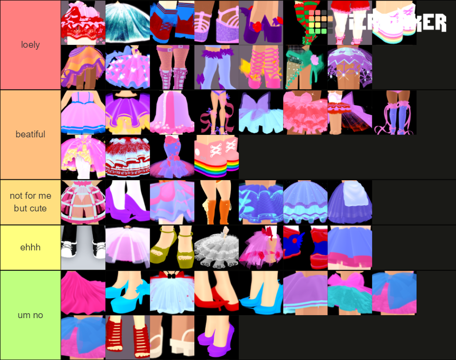 royale high skirts and heels ranking Tier List (Community Rankings ...