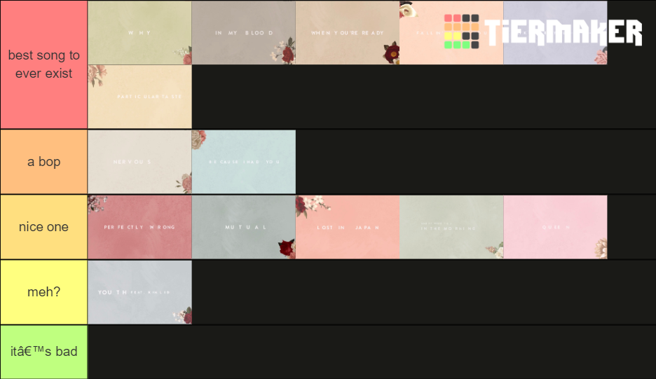 Shawn MendesThe Album Tier List Rankings) TierMaker