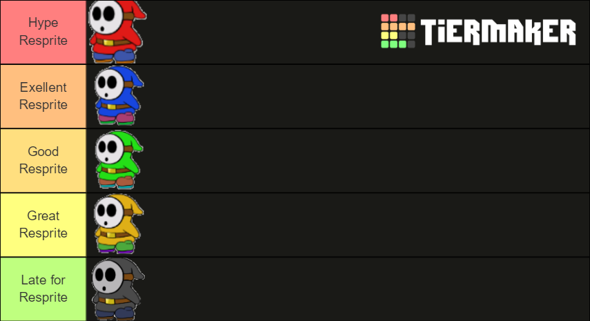Shy Guy Resprite Tier List (Community Rankings) - TierMaker
