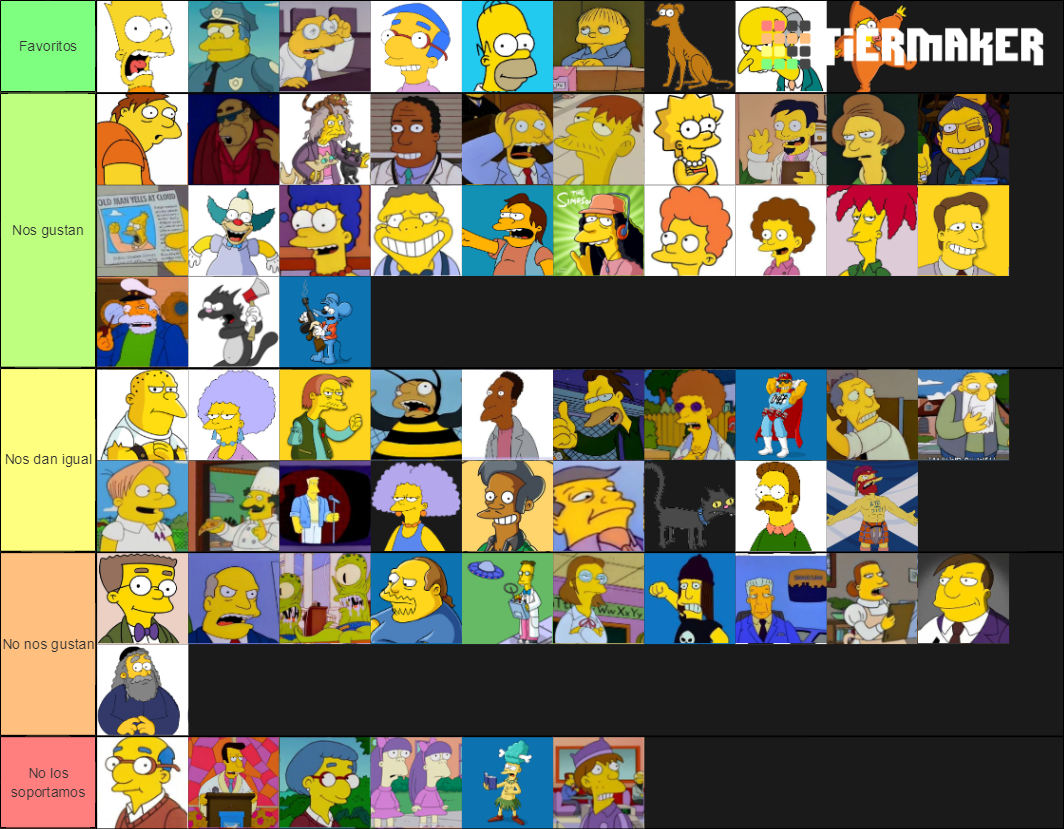 Simpsons Characters Tier List (Community Rankings) - TierMaker