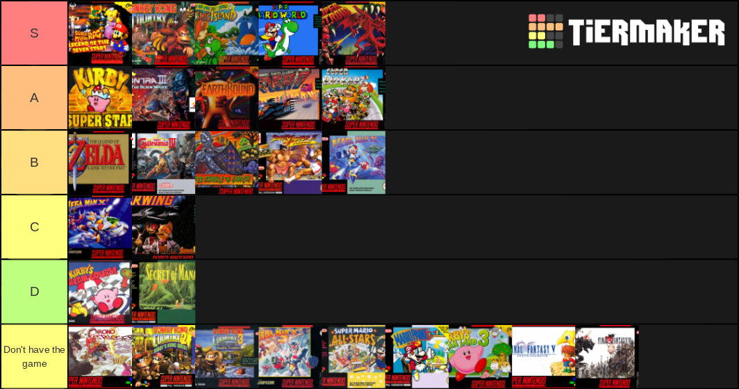Snes Games Tier List Community Rankings TierMaker Snes Games Tier List Community Rankings TierMaker