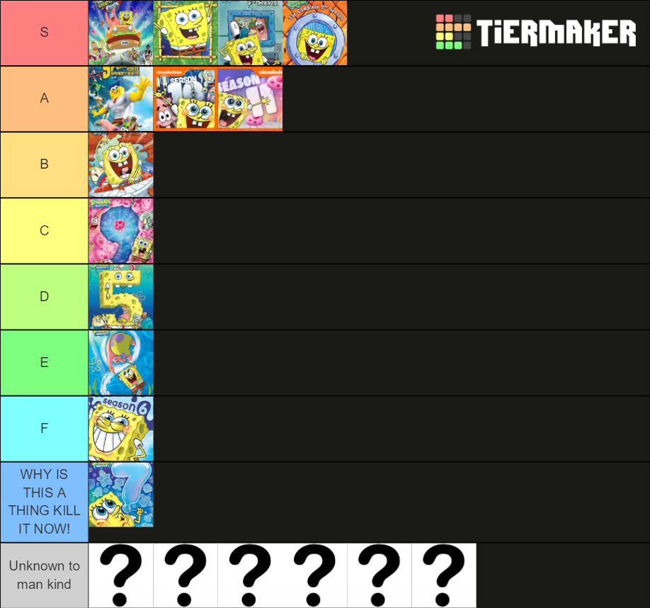 SpongeBob Seasons Ranked Tier List (Community Rankings) - TierMaker