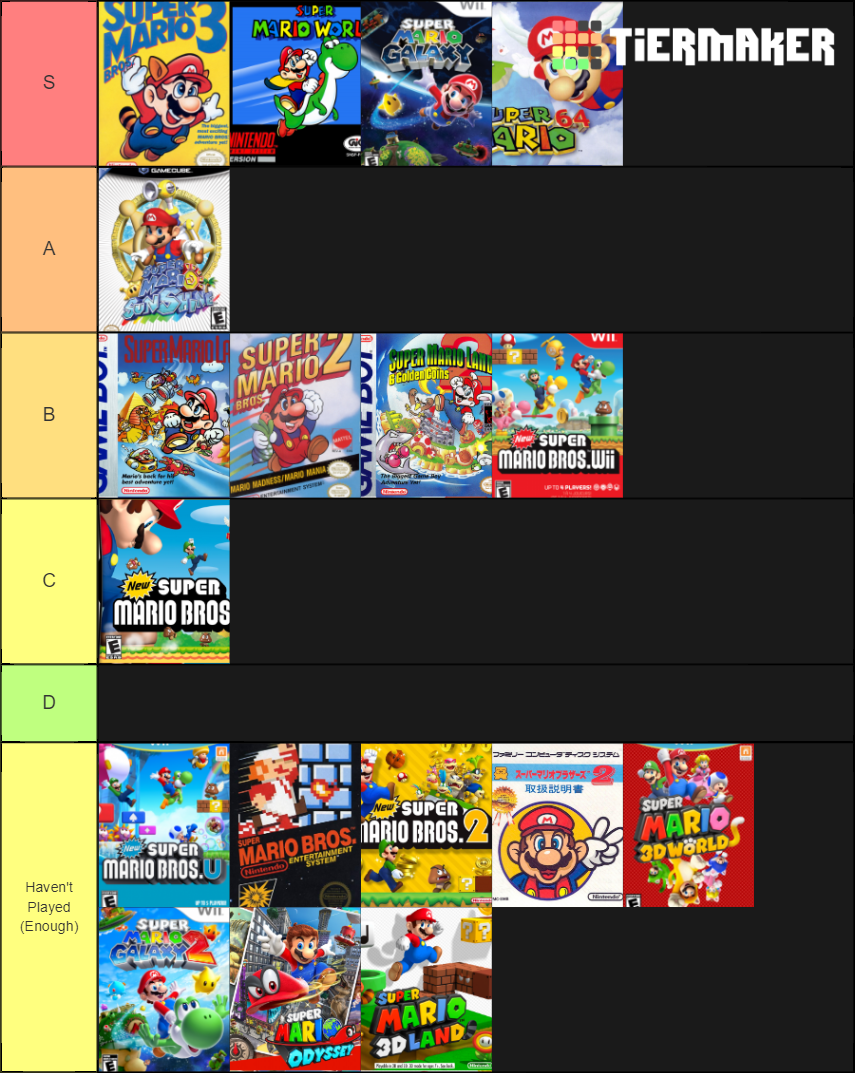 Super Mario Platformers Tier List (Community Rankings) - TierMaker