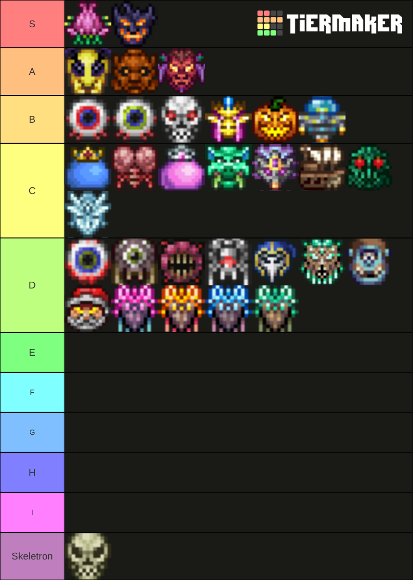 Terraria Boss (based on stats) Tier List Rankings) TierMaker