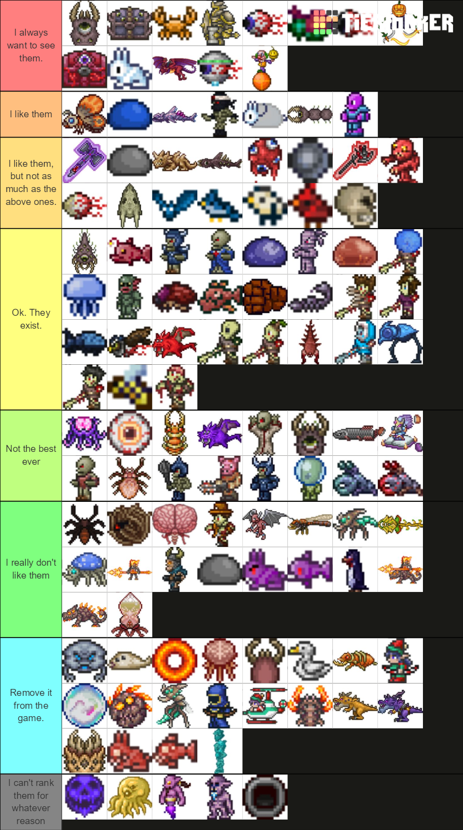 Terraria Enemies Tier List (Community Rankings) - TierMaker