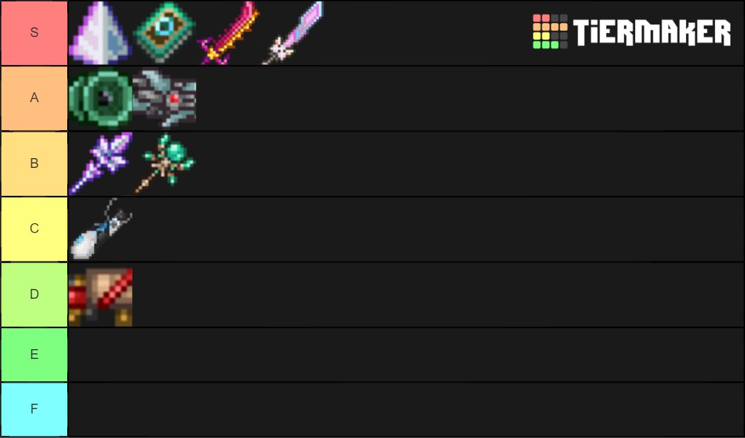 Terraria Moon Lord weapon drops Tier List (Community Rankings) - TierMaker