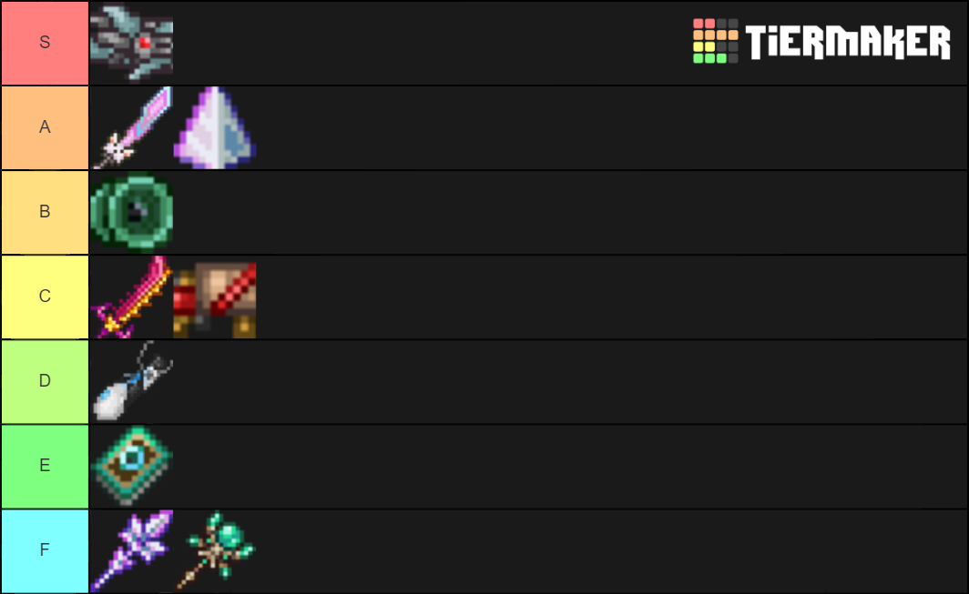 Terraria Moon Lord weapon drops Tier List Rankings) TierMaker