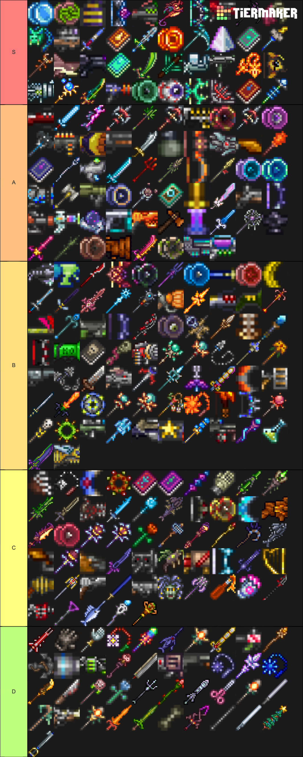 Terraria of Weapons Tier List (Community Rankings) - TierMaker