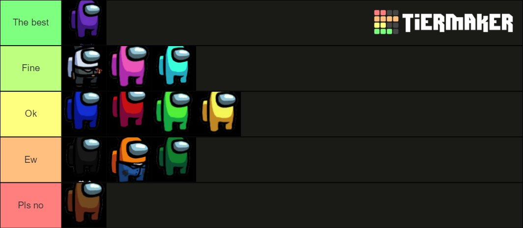 The best Among us colors Tier List (Community Rankings) - TierMaker