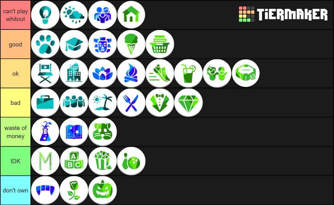 the sims 4 packs Tier List (Community Rankings) - TierMaker