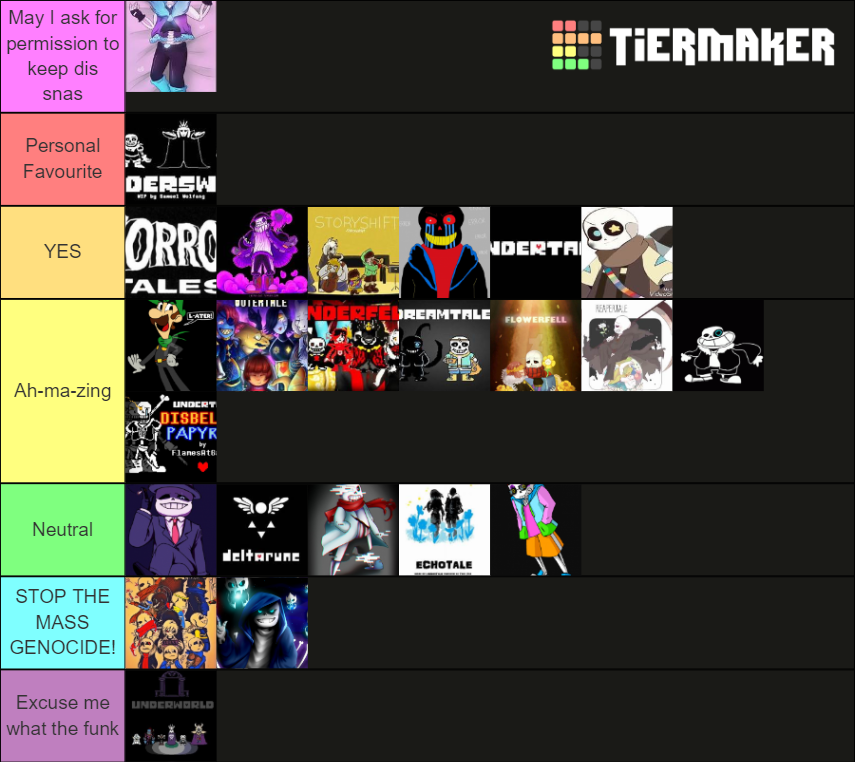 Undertale AU Tierlist Tier List (Community Rankings) - TierMaker