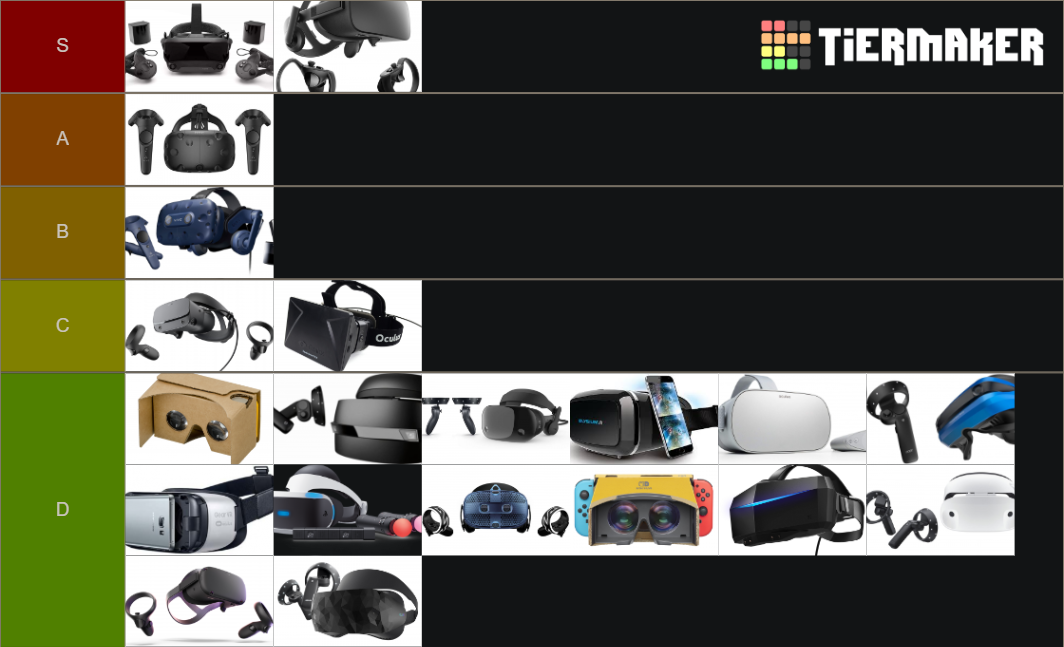 VR Headsets Tier List Rankings) TierMaker