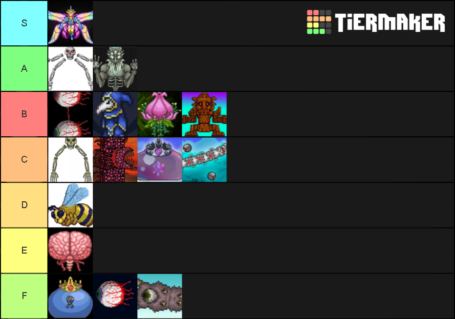 Who is the strongest Terraria boss Tier List Rankings) TierMaker