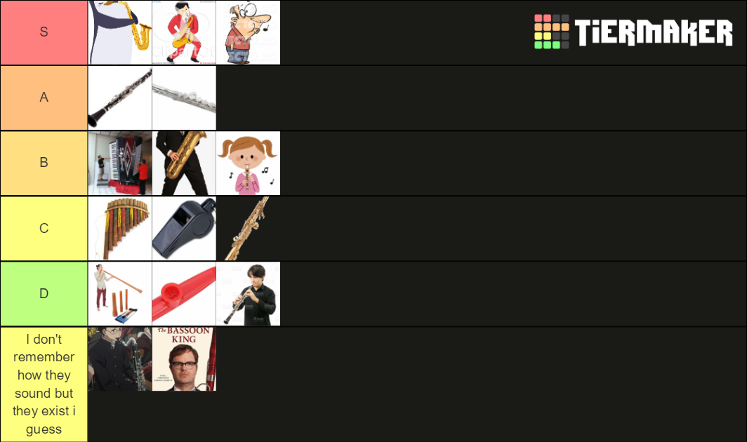Woodwinds and other wind instruments epic Tier List Rankings) TierMaker