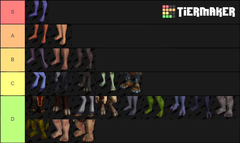 World of Warcraft Female Playable Races Feet Tier List