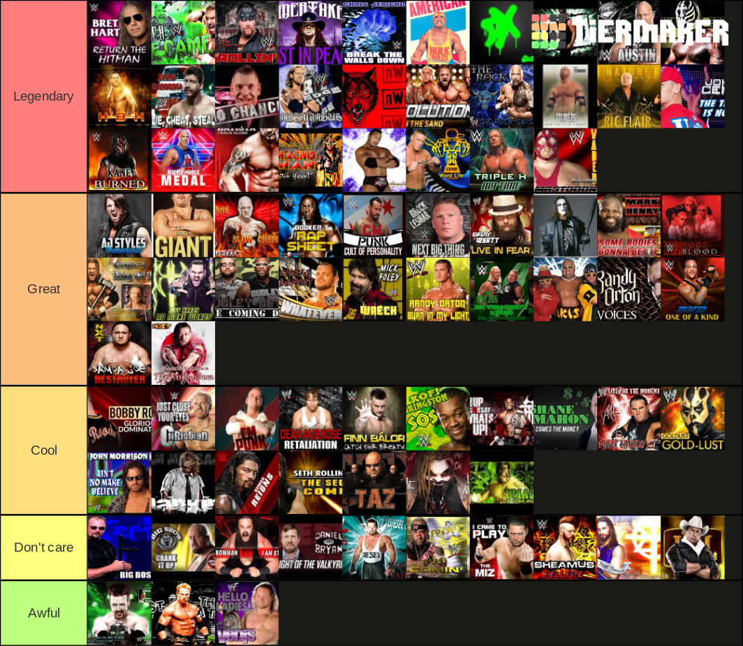 Wrestling Entrance Theme Songs Tier List Rankings) TierMaker