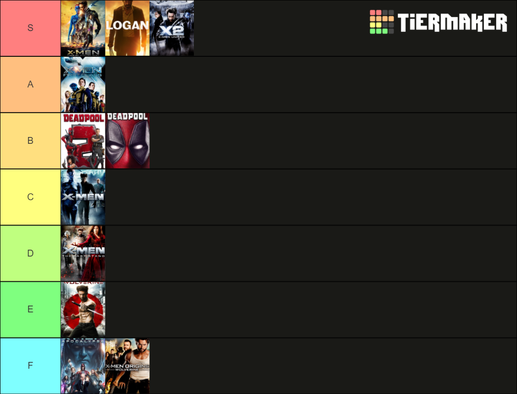 Xmen films Tier List (Community Rankings) - TierMaker