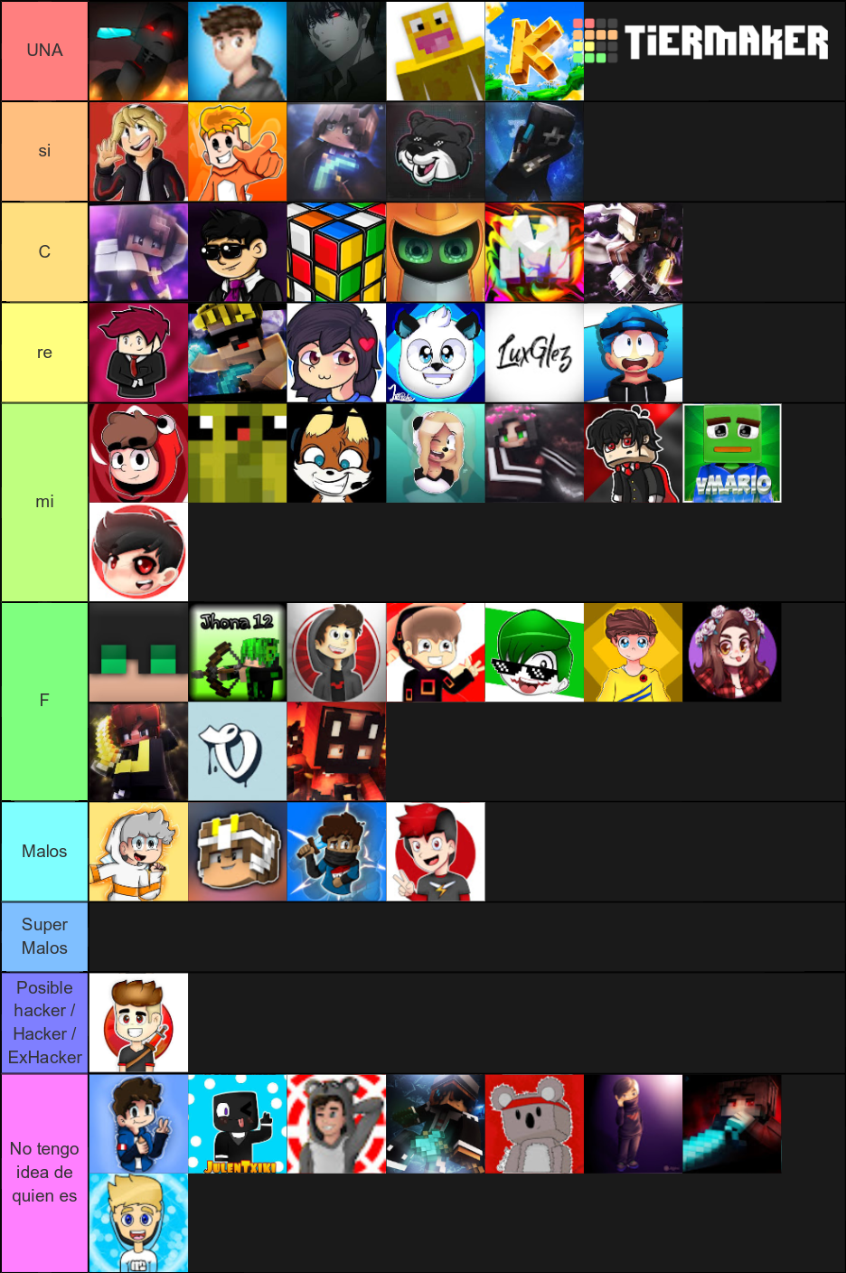 Youtubers Minecraft PvP Tier List (Community Rankings) - TierMaker