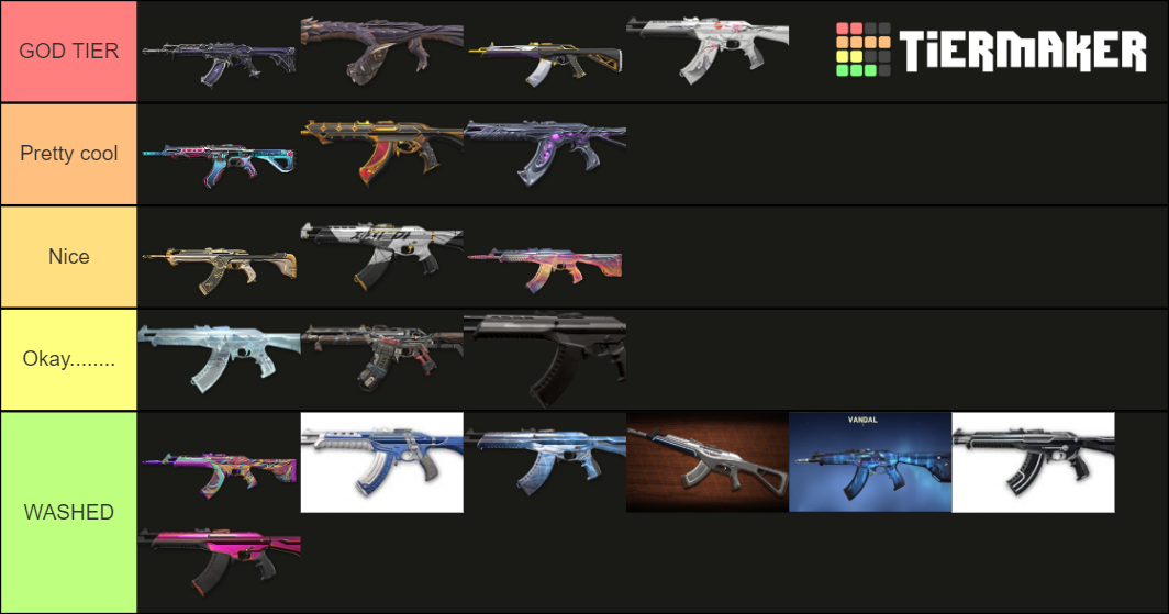 Valorant Vandal Skins April 2021 Edition (20 Skins) Tier List 