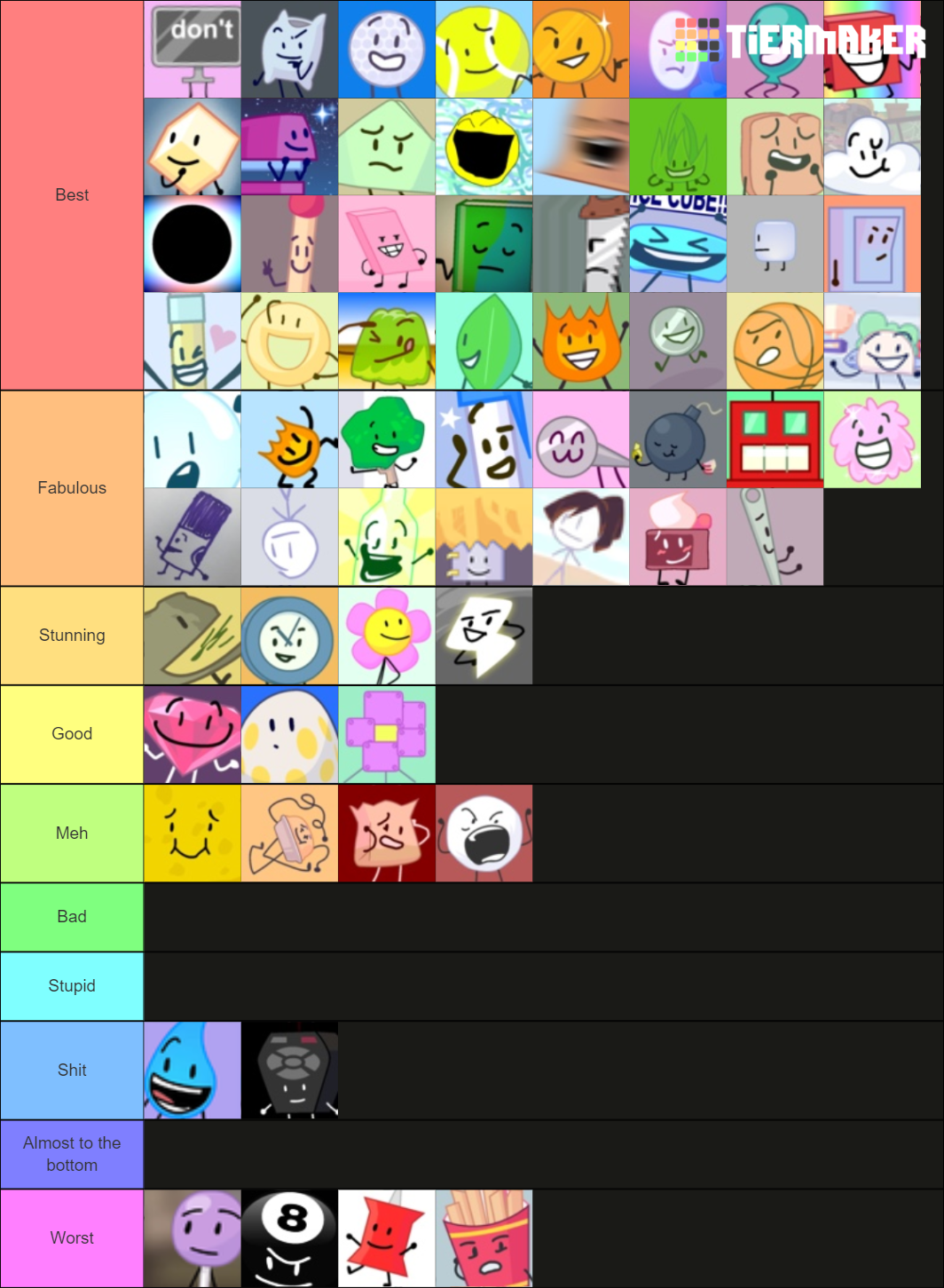 Bfb Tier List (Community Rankings) - TierMaker