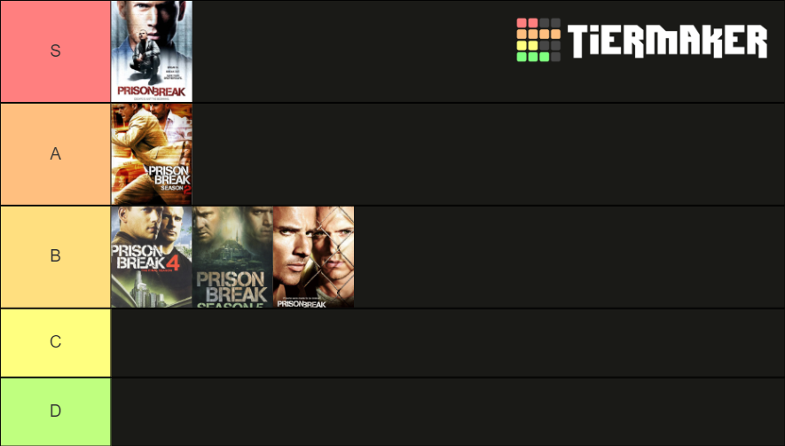 Prison Break Seasons Tier List (Community Rankings) - TierMaker