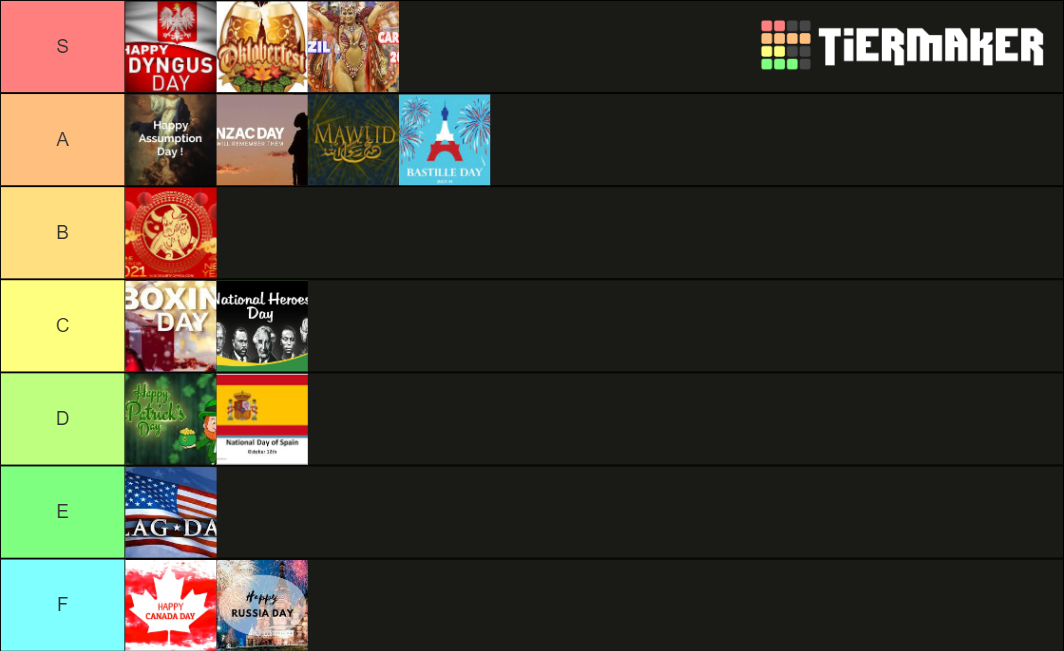 holidays Tier List Rankings) TierMaker