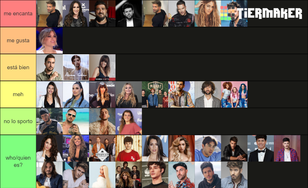 top cantantes español Tier List (Community Rankings) - TierMaker