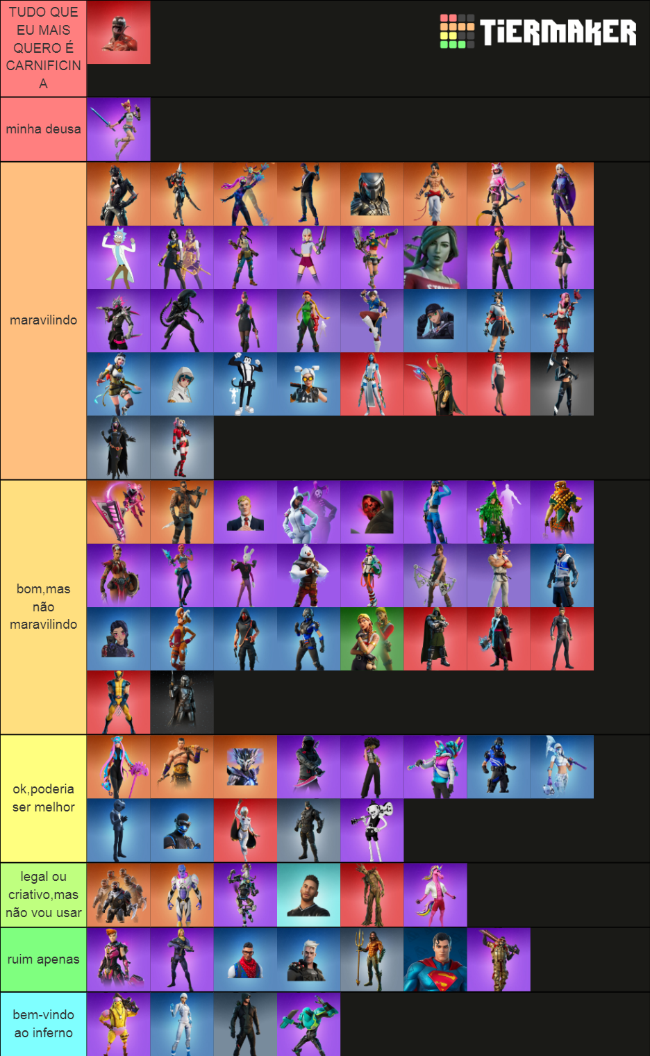 my skins Tier List (Community Rankings) - TierMaker