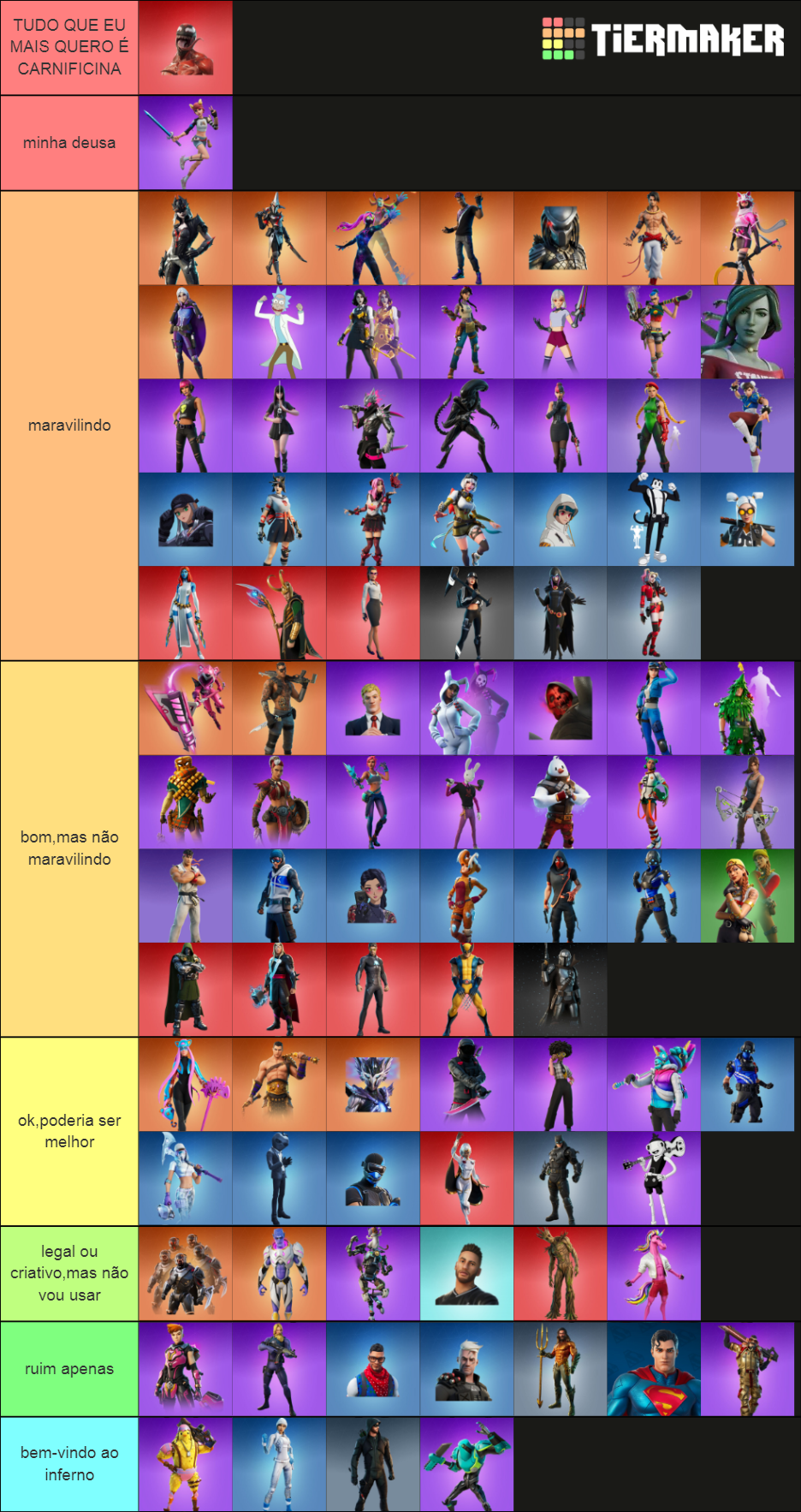 my skins Tier List (Community Rankings) - TierMaker