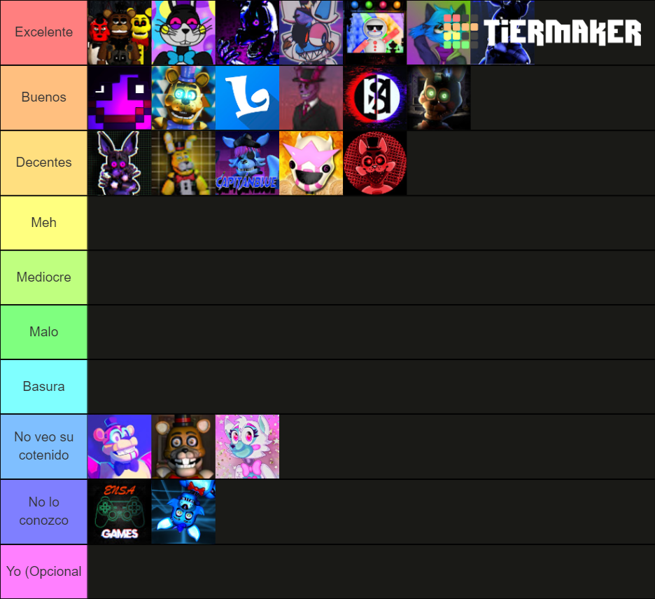 FNAFTuber tierlist V6 Tier List (Community Rankings) - TierMaker