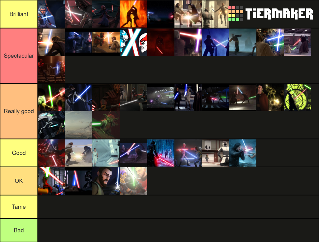 Star Wars Lightsaber Duels Tier List Rankings) TierMaker