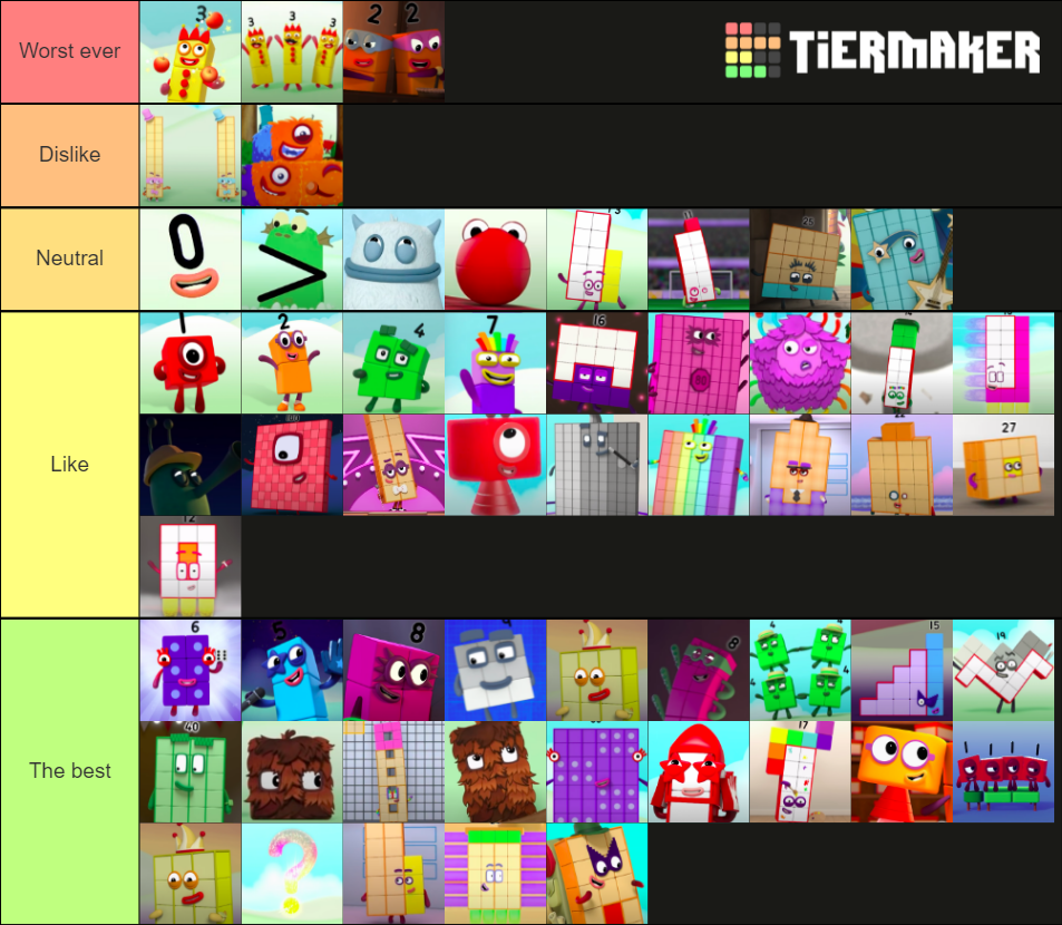 Numberblocks (Updated) Tier List (Community Rankings) - TierMaker